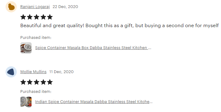 etsy review for Indian Masala Dabba